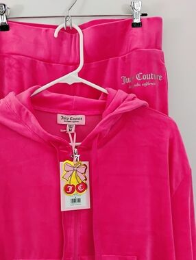 Juicy Couture Tracksuit Pink Party Luxe Velour New With Tags - Medium